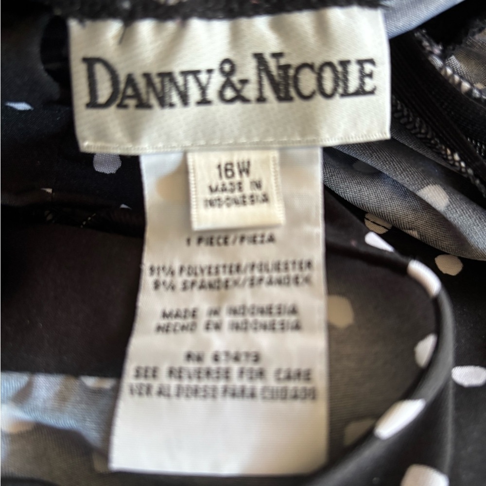 Danny & Nicole Black and White Polka Dot Midi Dress - Picture 2 of 2